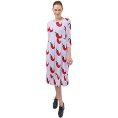 Small Peppers Ruffle End Midi Chiffon Dress by ConteMonfrey