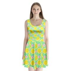 Green Lemons Split Back Mini Dress  by ConteMonfrey