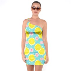 Blue Neon Lemons One Soulder Bodycon Dress by ConteMonfrey