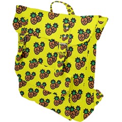 Yellow Background Pineapples Buckle Up Backpack by ConteMonfrey