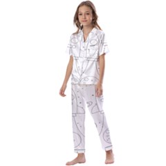 Going To Space - Cute Starship Doodle  Kids  Satin Short Sleeve Pajamas Set by ConteMonfrey