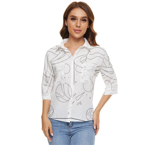 The Cuteness Of Saturn Women s Quarter Sleeve Pocket Shirt by ConteMonfrey