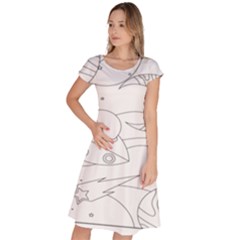 Starships Silhouettes - Space Elements Classic Short Sleeve Dress by ConteMonfrey