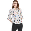 Sky birds - Airplanes Loose Horn Sleeve Chiffon Blouse View1