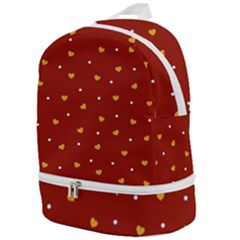 Red Yellow Love Heart Valentine Zip Bottom Backpack by Ravend