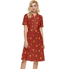 Red Yellow Love Heart Valentine Button Top Knee Length Dress by Ravend