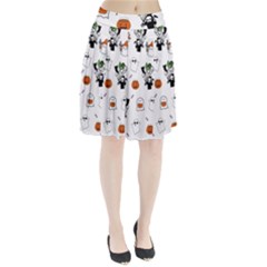 Halloween Jack O Lantern Vector Pleated Skirt by Ravend