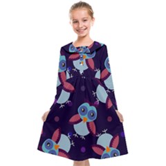 Owl Pattern Background Kids  Midi Sailor Dress by Wegoenart