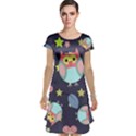 Owl Star Pattern Background Cap Sleeve Nightdress View1