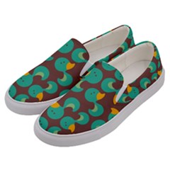 Vector-illustration-seamless-pattern-with-cartoon-duck Men s Canvas Slip Ons by Wegoenart