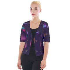 Colorful-sound-wave-set Cropped Button Cardigan by Wegoenart