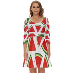 Watermelon Cuties White Shoulder Cut Out Zip Up Dress by ConteMonfrey