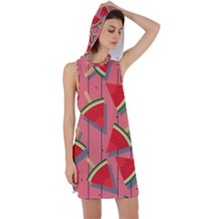 Red Watermelon Popsicle Racer Back Hoodie Dress by ConteMonfrey