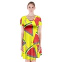 Yellow Watermelon Popsicle  Short Sleeve V-neck Flare Dress View1