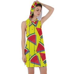 Yellow Watermelon Popsicle  Racer Back Hoodie Dress by ConteMonfrey