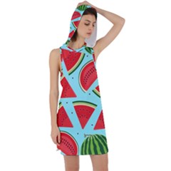 Blue Watermelon Racer Back Hoodie Dress by ConteMonfrey