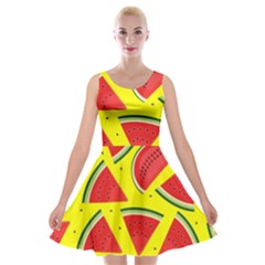 Yellow Watermelon   Velvet Skater Dress by ConteMonfrey