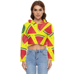 Yellow Watermelon   Women s Lightweight Cropped Hoodie by ConteMonfrey