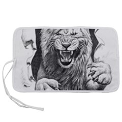 Drawing Angry Male Lion Roar Animal Pen Storage Case (s) by danenraven