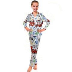 Music-color-elements Kid s Satin Long Sleeve Pajamas Set by Wegoenart