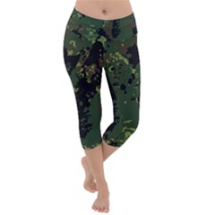 Military Background Grunge Lightweight Velour Capri Yoga Leggings by Wegoenart