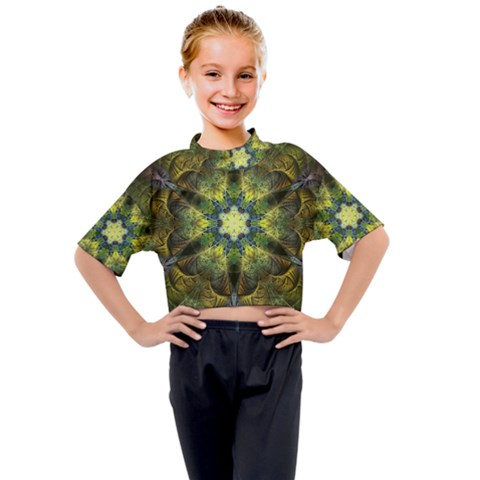 Fractal Fantasy Design Background Kids Mock Neck Tee by Wegoenart