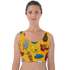 Graffiti Characters Seamless Ornament Velvet Crop Top by Wegoenart