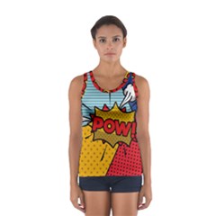 Pow Word Pop Art Style Expression Vector Sport Tank Top  by Wegoenart