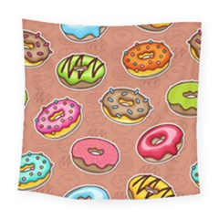 Doughnut Doodle Colorful Seamless Pattern Square Tapestry (large) by Wegoenart