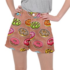 Doughnut Doodle Colorful Seamless Pattern Ripstop Shorts by Wegoenart