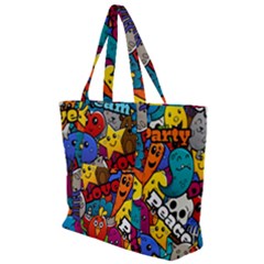 Graffiti Characters Seamless Pattern Zip Up Canvas Bag by Wegoenart