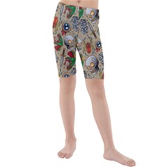 Tattoo Pattern Kids  Mid Length Swim Shorts by Wegoenart