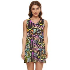 Graffiti Word Seamless Pattern Tiered Sleeveless Mini Dress by Wegoenart