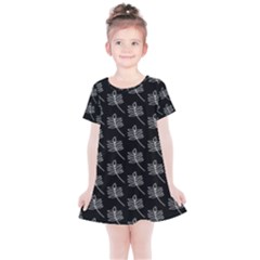 Black Cute Leaves Kids  Simple Cotton Dress by ConteMonfrey