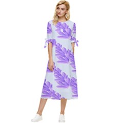 Cute Lavanda Blue Bow Sleeve Chiffon Midi Dress by ConteMonfrey