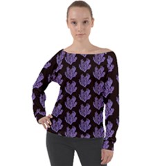 Black Seaweed Off Shoulder Long Sleeve Velour Top by ConteMonfrey