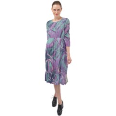 Illustration Fractal Pattern Modern Art Digital Ruffle End Midi Chiffon Dress by Ravend