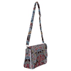 Stitched Swirls Shoulder Bag With Back Zipper by kaleidomarblingart