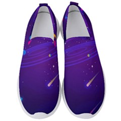 Cartoon Galaxy With Stars Background Men s Slip On Sneakers by danenraven