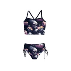 Halloween Party Skulls, Demonic Pumpkins Pattern Girls  Tankini Swimsuit by Casemiro