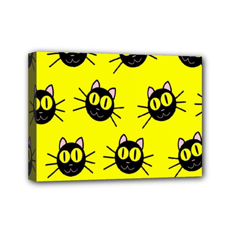 Cats Heads Pattern Design Mini Canvas 7  X 5  (stretched) by danenraven