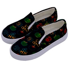 Apples Honey Honeycombs Pattern Kids  Canvas Slip Ons by danenraven