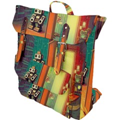 Illustration Robot Cute Sweet Futuristic Buckle Up Backpack by Wegoenart