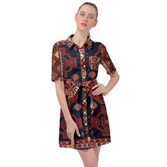 Armenian Old Carpet  Belted Shirt Dress by Gohar