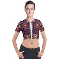 Armenian Old Carpet  Short Sleeve Cropped Jacket by Gohar