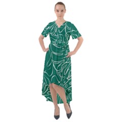 Tropical Monstera  Front Wrap High Low Dress by ConteMonfrey