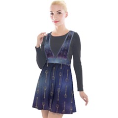 Trident On Blue Ocean  Plunge Pinafore Velour Dress by ConteMonfrey