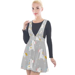 Cute Unicorns Plunge Pinafore Velour Dress by ConteMonfrey