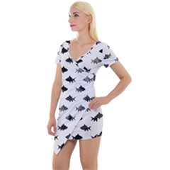 Cute Small Sharks   Short Sleeve Asymmetric Mini Dress by ConteMonfrey