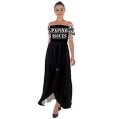 Papino Issues - Italian Humor Off Shoulder Open Front Chiffon Dress by ConteMonfrey